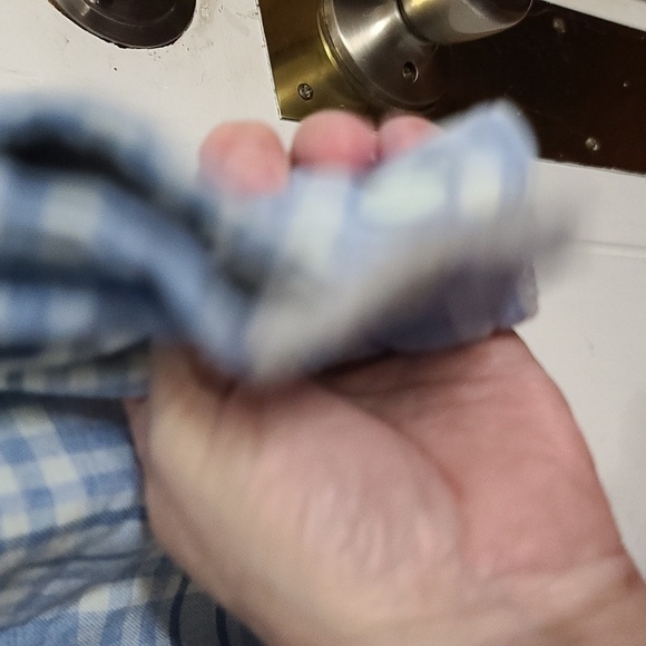 L.L.Bean Mens Flannel Shirt Blue/White Plaid Gray Fleece Lining Pocket M EUC - Picture 5 of 12